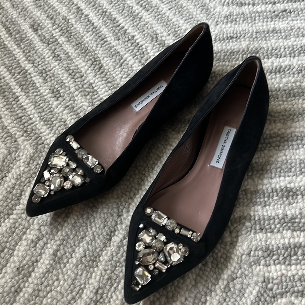 Tabitha Simmons Alexa with Jewels Black Flats
